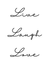 Cargar imagen en el visor de la galería, Live, Laugh, Love - Lámina de la colección Frases &amp; letras

